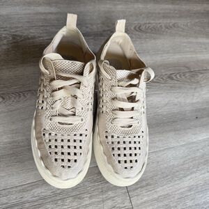 Vince Camuto Jamminna Sneakers Women's Size 6M Summer Knit Golden Platform Bone